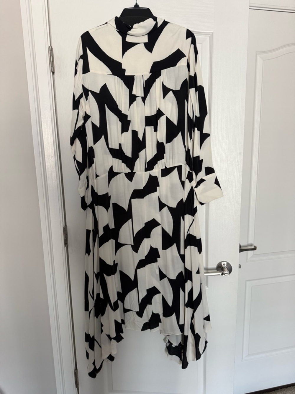 Zara Black & White Asymmetrical Shirt Dress Size:L Made in Turkey - Picture 7 of 7